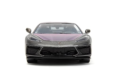 Jada Pink Slips 1:24 W2 2020 Chevy Corvette Stingray Die-Cast Car w/Base, Toys for Kids and Adults(Metallic Grey/Pink) - Image 2