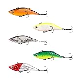 Balifly Lipless Crankbait Rattle Trap Oberflächenköder für das Angeln mit großer Wurfweite für Barsche, Zander, Forellen, Hechte, Süßwasser, Salzwasser 2,96 Zoll/0,39 Unzen FS/YE-06(A1, 5 Stück)