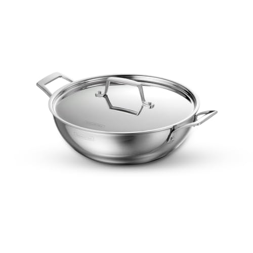 Image of TRAMONTINA Aeion Triply 18 CM / 1.2L Stainless Steel Kadai with Lid