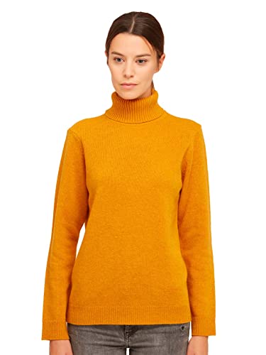 BRUNELLA GORI Jersey para Mujer Cuello Alto de Tortuga, 100% Lana Virgen, Color Amarillo Mostaza tamaño M Cover