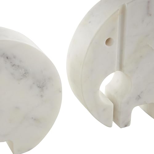 Set de 2 esculturas decorativas elefante de mármol blanco miniatura 4