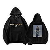 JUNGKOOK GOLDEN Sudadera Gráfica, Álbum Vintage Streetwear Bolsillo Sudaderas Con Capucha Top Unisex(Color:Black-2thick,Size:L)