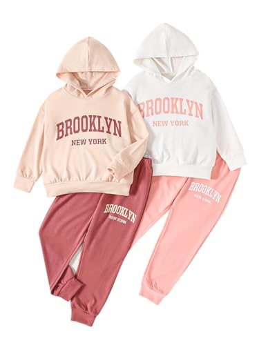 Fdqin Girls Clothes 4 Piece Fall Winter Outfits Hoodie and