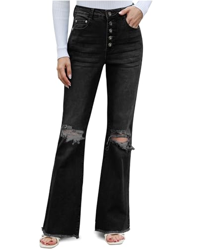 Flare Bell Bottom Jeans for Women High Waisted Wide Leg Bootcut Jeans Stretchy Denim Pants