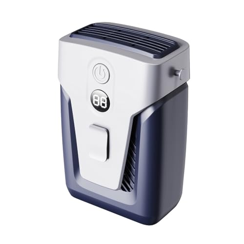 Ohulelks Ventilador de Mano USB con Clip, 3,7 V/1,2 A, Pequeño Aire Acondicionado Sin Aspas, Batería Externa de 12000 MAh, 3 Velocidades, Silencioso, Color Azul.