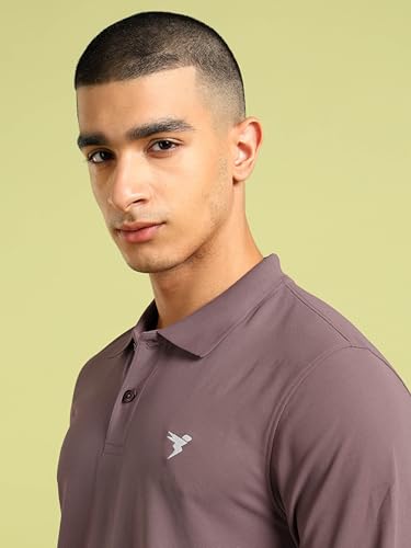 Image of TECHNOSPORT Mens Slim Fit Polyester Active Wear Collar Polo T-Shirt with Long Sleeves for Workout, Sports