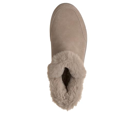 Skechers Women's EASY GOING - FALL FEELING Hands Free Slip-Ins, faux fur collar Suede Boot, Taupe, 6.5M