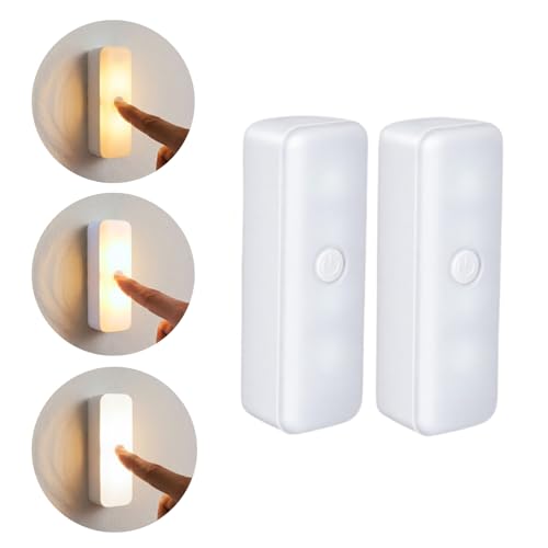 Image of KEYORA Rechargeable LED Push Light 1W - Wireless Stick on Magnetic Light for Closet, Cabinet, Kitchen, Wardrobe, Under Cabinet with 3 Colour Temperature (Size 10.6 cm, Pack of 2)