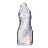 Saniplaycos Vanessa Kensington Cosplay Costume Sexy Silver Metallic Dress Strappy Halter Mini Dress Club Party Dress for Women (XXL)