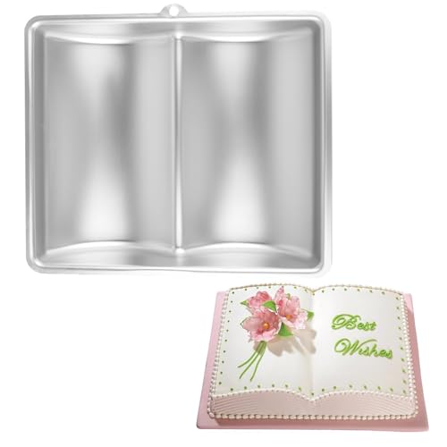 Stampo per Torta a Forma di Libro, 10,6 Pollici Teglia Da Forno 3D in Lega di Alluminio Stampo per Torta Antiaderente Stampi per Dolci a Libro