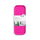 Zeal Silicone Sink Tray – Soap and Sponge Holder for Kitchen or Bathroom Sink, Non-Slip Silicone Organiser (Neon Pink)
