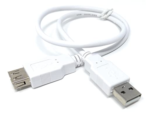 DRUT 50cm short USB Male to USB Female 2.0 24AWG High Speed EXTENSION Cable A Plug to Socket 1.6ft White, 50 cm - Image 3