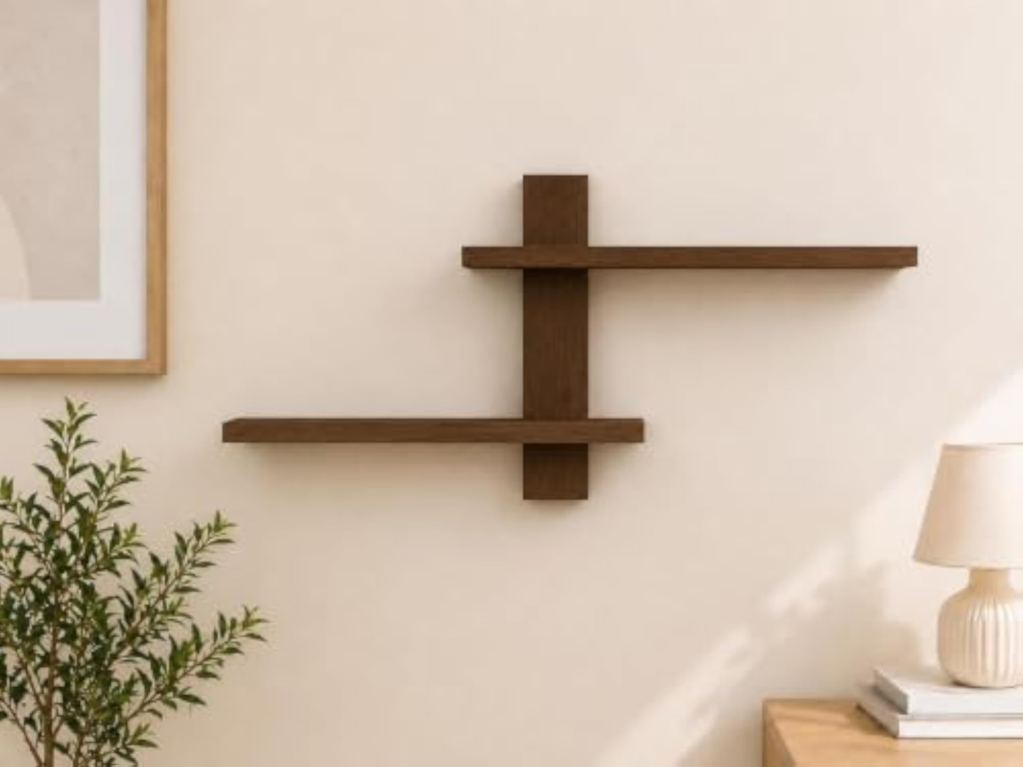 Wooden Floating Wall Shelf for Living Room & Bedroom