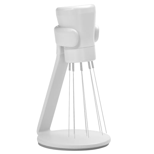 Normcore WDT Tool V2.1 with Stand - 0.23mm 9 Prong Espresso Distribution Too, Weiss Distribution Technique, Magnetic Coffee Stirrer with 16 Extra Needles, Non-Stick Coating White