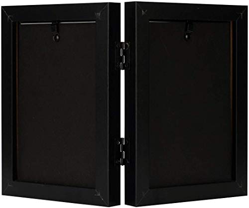 Frametory, 4X6 Double Picture Frame Hinged 2 Photos Frame Collage, Desk Picture Frame With Glass, Side By Side Frame Vertical (Black, 1 Pack) #TOP1