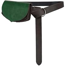 HiiFeuer Medieval Leaf Belt Bag with Belt, Botanical Faux Leather Waist Pack, Renaissance Portable Side Pouch for Ren Faire Green A