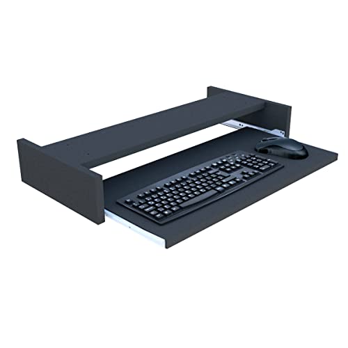 Henor PortaTeclado con Bandeja Extraíble en Madera 55 x 31 x 11 cm Bajo Escritorio o Mesa Grafito - imagen 2