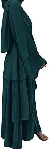 Muslim Abaya Dress for Women - Long Sleeve Islamic Dubai Abaya Cardigan Robe - Middle East Prayer Dress with Hijab