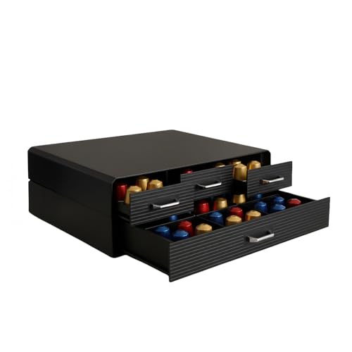 Wintem - Organizer Caffè a 4 Cassetti Capienti con Manici Ergonomici, Organizer Cucina Salvaspazio per Capsule e Cialde, Facile da Pulire e Ideale per Coffee Station Elegante
