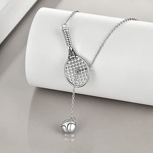 YFN Tennis Racket Necklace Basketball Volleyball Necklace for Women Sterling Silver Basketball Jewelry Basketball Gift for Basketball Player3