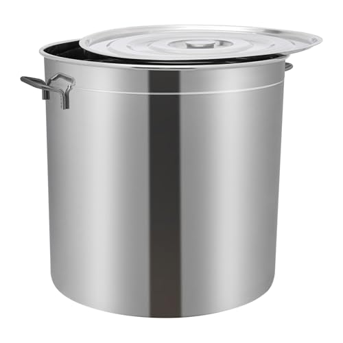 Olla de acero inoxidable de 100 L resistente con tapa y cesta de acabado pulido 5
