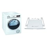 Siemens WT47W5W0 iQ700 Wärmepumpentrockner/A+++/ 8 kg/Selbstreinungs-Automatik/Sensorgesteuerte autoDry-Technologie/Outdoor-Programm & WZ20400 Verbindungssatz mit Auszug für iQ 800/890 Trockner