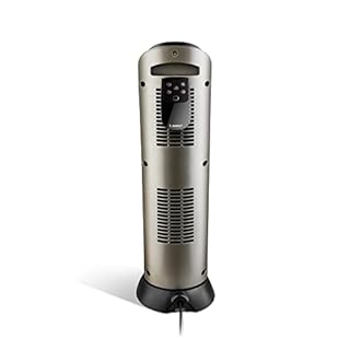 Lasko 22-Inch 1500 Watt Oscillating Ceramic Tower Space Heater with Remote Control, 7-hour Auto-Off Timer, and Adjustable Thermostat High/Low Heat Settings, 751320C, Black/Silver