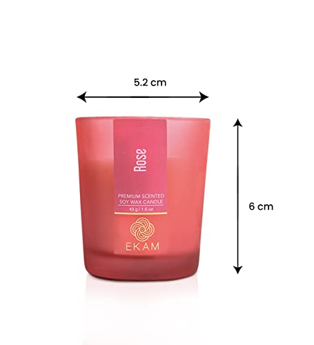 Image of EKAM Rose Votive Soy Wax Scented Candle, 40 Grams, 10 Hours Burn Time| Long Lasting Premium Candles | Ideal for Home Decor | Gifting & Aromatherapy (Pack of 9)