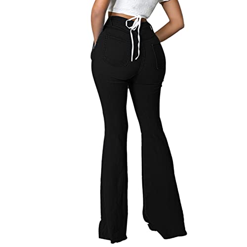 Bell Bottom Jeans for Women Ripped High Waisted Flared Denim Pants Classic Hole Retro Skinny Jean Trousers2