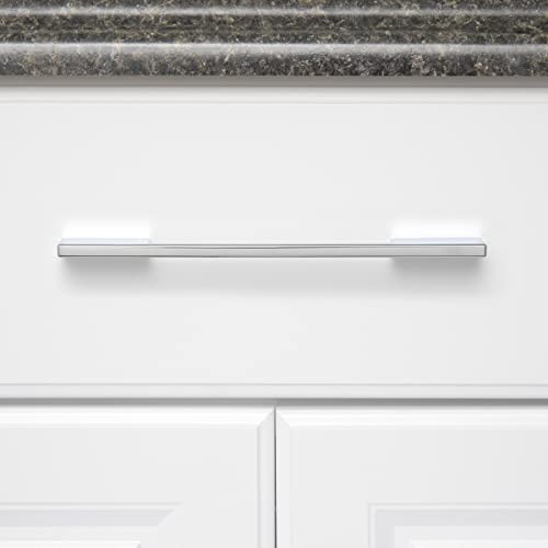 Image of South Main Hardware Wide Modern Die Cast Cabinet Drawer Pull Handle, 6.3 inch Center to Center Hole Spacing, Polished Chrome, Mounting Hardware Included, 10-Pack