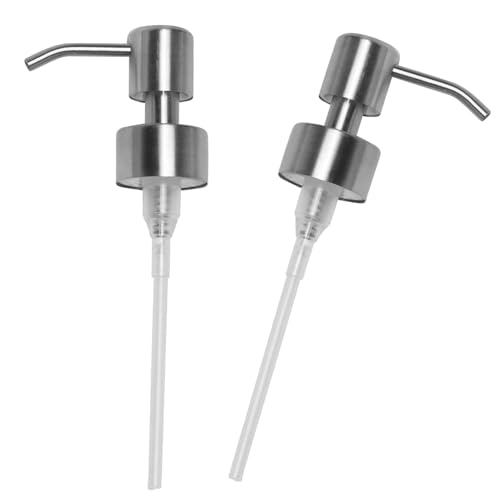 Stainless Steel Soap Dispenser Pump Head Replacement - 2 Piece, Universal Lotion Dispenser for Kitchen and Bathroom Accessories