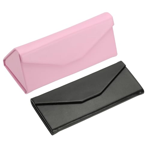 Image of PATIKIL Foldable Glasses Case, Triangle Magnetic Sunglasses Organizer Case PU Leather Hard Eyeglass Case for Women (2 Pcs)