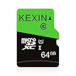 KEXIN Micro SD Card 64GB, MicroSDXC Memory Card UHS-3 Up to 85MB/s Read 30MB/s Write, Class 10 C10 U3 TF Card for Camera, Smartphone, Security System, Drone, Tablet (Black Green)
