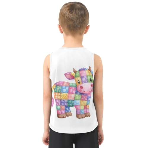Patchwork Cow Boys Tank Tops Toddler Boys' Assorted Sleeveless Tank Tops for Sports,3T3