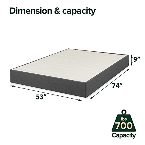 Zinus Upholstered Metal And Wood Box Spring / 9 Inch Mattress Foundation / Easy Assembly / Fabric Paneled Design, Full #TOP2