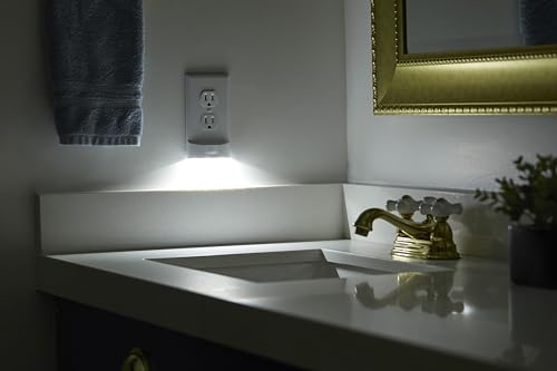Image of SnapPower Single MotionLight [for Decor Outlets] - Motion Detecting LED Night Lights Built-in to Wall Plate - Bright /Dim /Off Options - Auto On /Off Sensor - (Decor, White)
