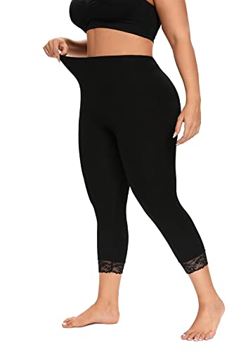 ELISS Women's Plus Size Modal Capri Leggings with...