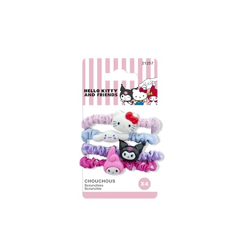 HELLO KITTY - Set di 4 mini elastici per capelli, prodotto ufficiale Sanrio