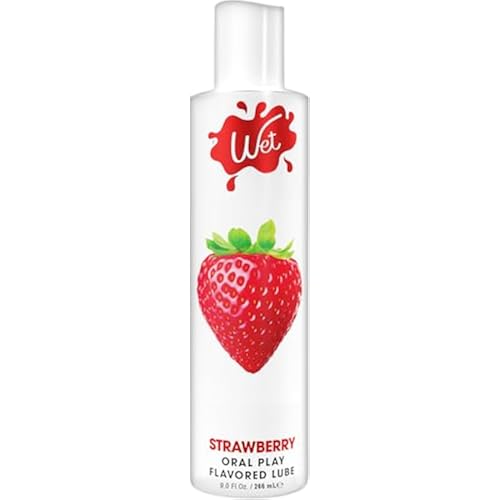 Wet Sexy Strawberry Edible Lube, Condom Safe, Sugar-Free, 9 Fl Oz