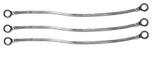 12" x 1/4" Braided Ground Straps (1/2" Ring to 1/2" Ring)-3pcs | Made in USA