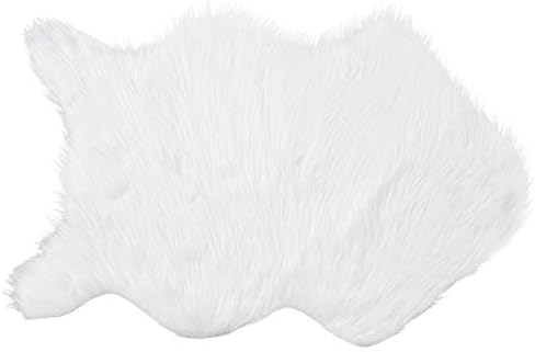 Delectable Garden Soft White Faux Sheepskin Faux Fur Chair Couch Cover Modern Area Rug Baby Blanket for Bedroom Floor Sofa Living Room Approx: 2 x 3 Feet - White