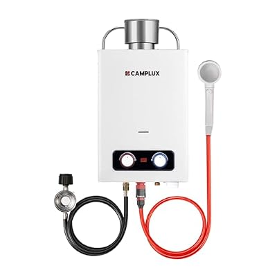 CAMPLUX 1.58 GPM Outdoor Portable Hot Water Heater with S/S Rain Cap & 1.6 GPM Water Pump Kit