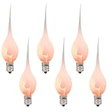 Silicone Dipped Candle Light Bulbs Flickering Flame Light Bulbs, 1W Country Style Candle Light Bulbs for Electric Window Candle Lights, Christmas Night Lights, C7/E12 Candle Holder Base (12 Pack)