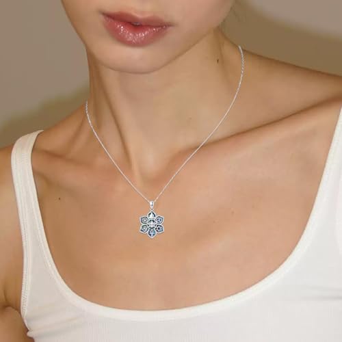 TRISHULA Lotus Necklace 925 Sterling Silver Lotus with Abalone Shell Pendant Necklace Coexist Yoga Lotus Jewelry for Women4