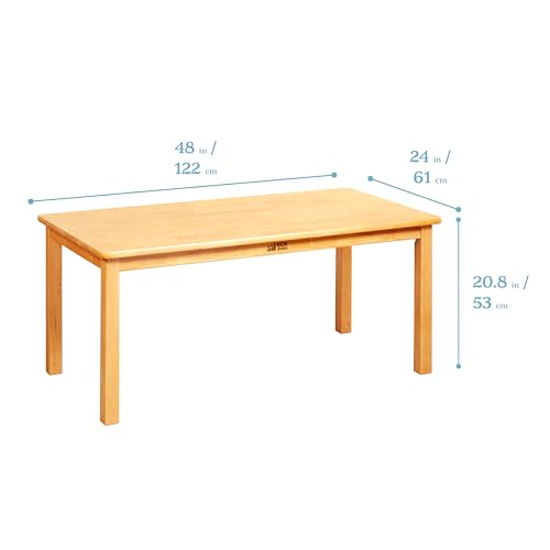 Image of ECR4Kids 24in x 48in Rectangular Hardwood Table with 20in Legs and Four 10in Chair, Kids Furniture, Honey