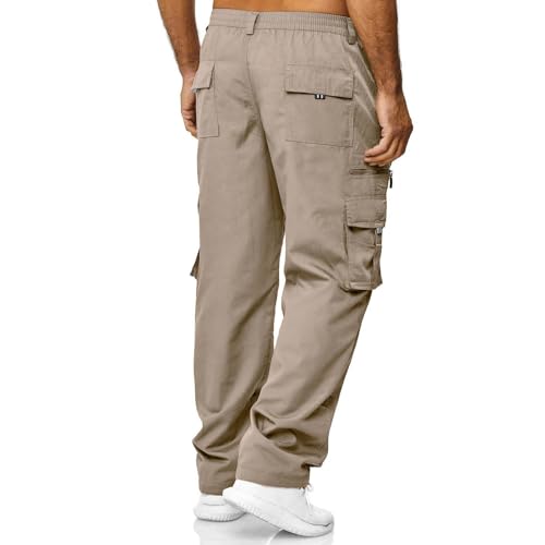 THWEI Mens Cargo Pants Casual Cotton Jogger Multi Pockets Outdoor Hiking Work Sweatpants4
