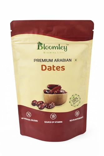 BLOOMLEY Premium Arabian Dates, Whole Soft Dates with Natural Sweetness, Rich Flavor, Naturally Dried, No Added Sugar, Ready to Eat, 500g BLOOMLEY Pre