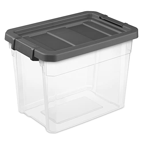 Sterilite 66-Qt Storage Latch Box with Lid Clear 6-Pack Tote Container Bin,  Blu