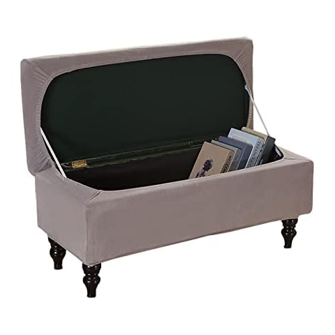 Ottomane Schonbezug Rechteckiger, Stretch Ottomane Bezug Samt Hockerbezug Abnehmbare Waschbar Hocker Husse Cover