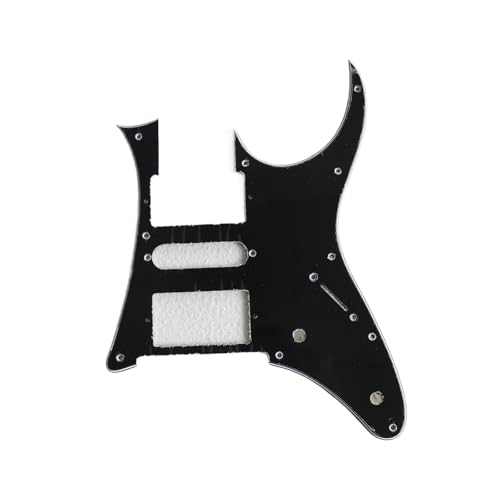 エレキギターピックガード ダブルロック エレキギター ピックガード HSH ピックアップ スロット 3層 ブラック パール (ブラック3層)